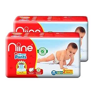 Buy Niine Baby Diaper Pants Medium(M) Size (7-12 KG) (Pack of 2) 68 ...
