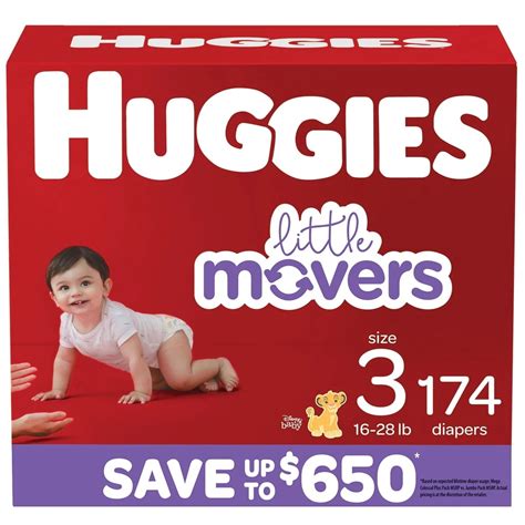 Huggies Little Movers Diapers, Size 3 - 16-28 Pounds (174 Count ...