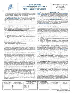 2013 ME Form 1040ES-ME Fill Online, Printable, Fillable, Blank - pdfFiller