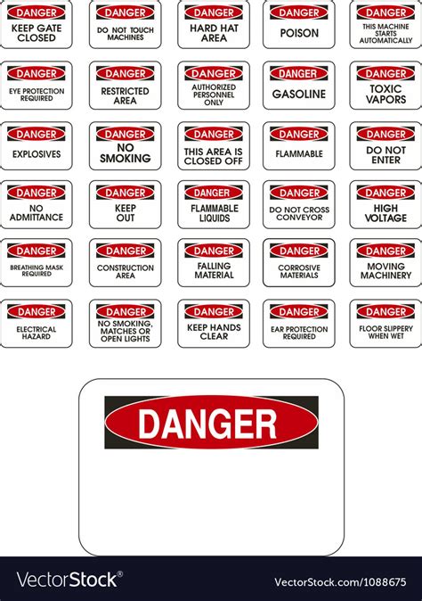Red danger signs Royalty Free Vector Image - VectorStock