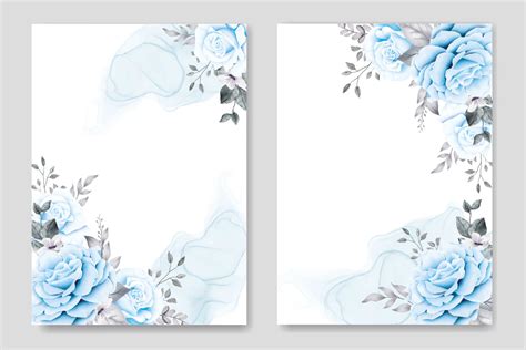 Floral Navy Blue wedding Invitation card Template 17065969 Vector Art ...