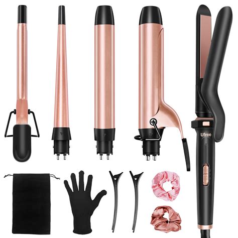 Ufree 5 in 1 Curling Iron with Interchangeable Ceramic Barrels (0.35"-1 ...