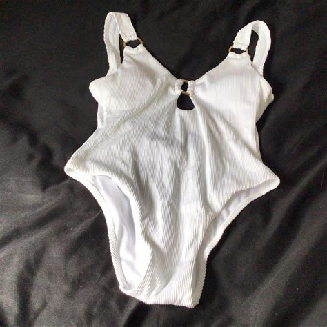 White swimming costume Colour doesn’t do it justice... - Depop