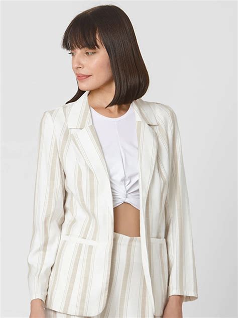 Striped Full-length Sleeve Blazer