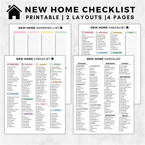 New Home Essentials Checklist, New home checklist printable,First home ...