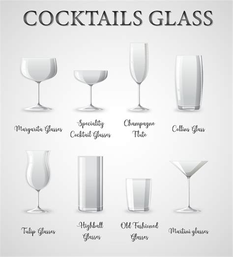 Types of cocktail glasses 8273608 Vector Art at Vecteezy