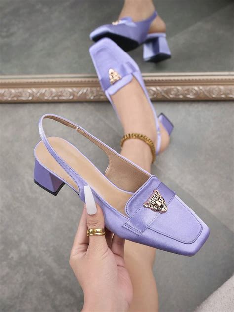 Lilac Fashion Square Toe Chunky Heel Slip-On Shoes For Women, 2025 New ...