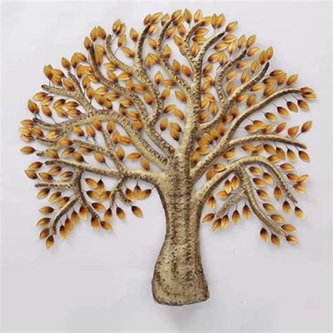 Big Golden Leave Tree Sculpture Metal Art - Metal Wall Decor