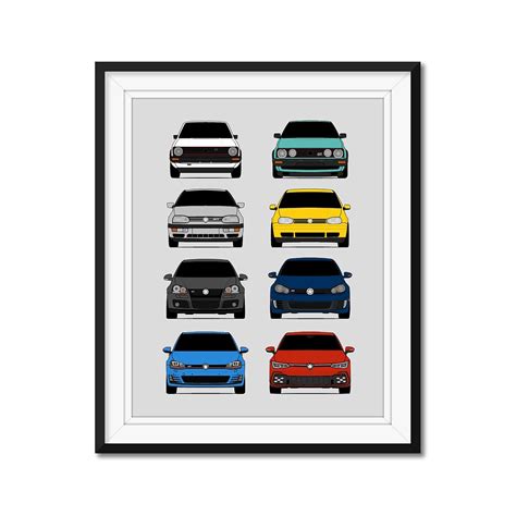 Buy Volkswagen Golf GTI Generations Inspired Car Poster - Handmade ...