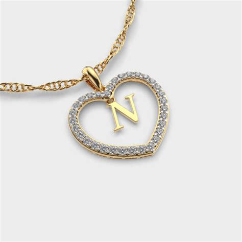 Buy Alphabet 'N' In Heart Diamond Pendant Online | Jewelbox