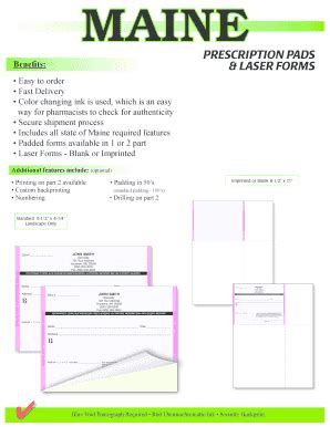 Fillable Online PRESCRIPTION PADS Benefits LASER FORMS Fax Email Print ...