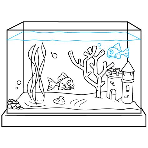 How To Draw Fish Tank Step By Step