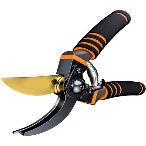 Pruning shears with safety lock, rose shears, 65 steel blade, bypass ...