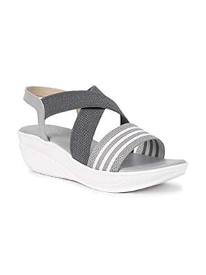 Buy ZAPATOZ Women's Striped Design Stylish Wedges (Grey, 7 UK) at Amazon.in