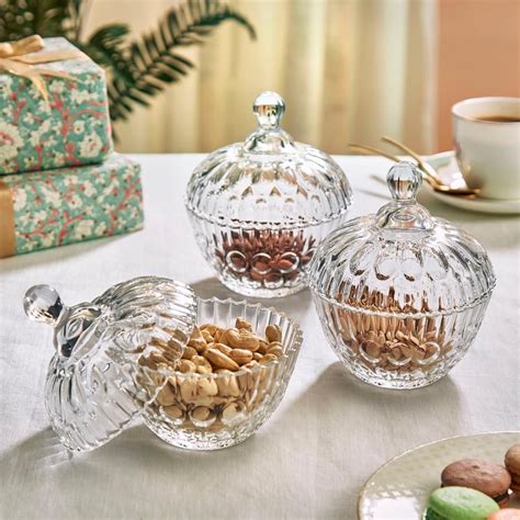 Buy Abaco Maina Glass Serve and Store Bowl with Lid - 400ml - Set of 3 ...