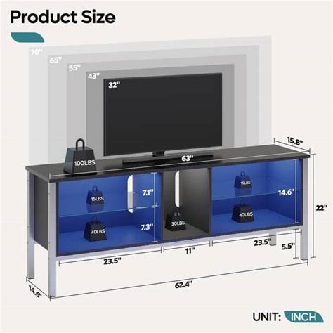 LED Entertainment Center with Shelves Gaming TV Stand for 70 inch TVs ...