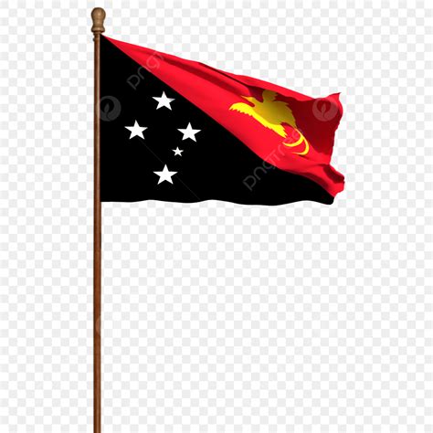 Papua New Guinea White Transparent, Papua New Guinea Flag With Pole ...