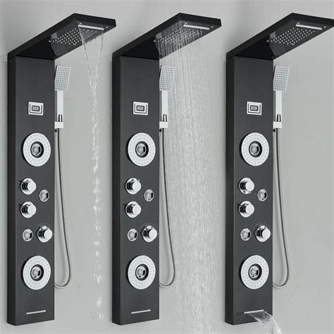 Gougeltd Black shower panel tower system rain, waterfall India | Ubuy