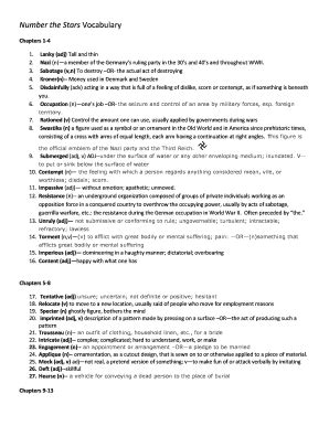 Number The Stars Vocabulary Pdf - Fill Online, Printable, Fillable ...