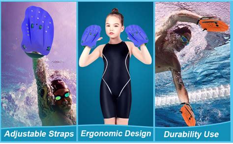 Slyk Swimming Hand Paddles with Adjustable Silicone Straps, Swim ...