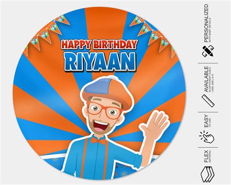 Blippi Theme Personlaized Round Backdrop | Personalized Birthday ...