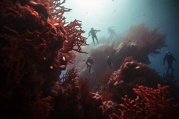 Photograph of people diving on vibrant coral reefs | Premium AI ...