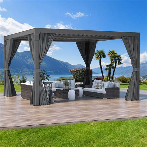 Amazon.com: YOLENY 10 x 10 FT Louvered Pergola, Patio Hardtop Pergola ...