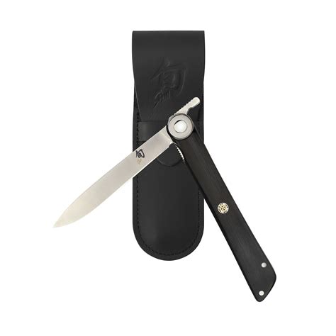 Large Higo No Kami Folding Steak Knife + Leather Sheath - Shun Cutlery - Touch of Modern