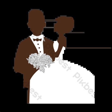 Cartoon Bride And Groom Black And White