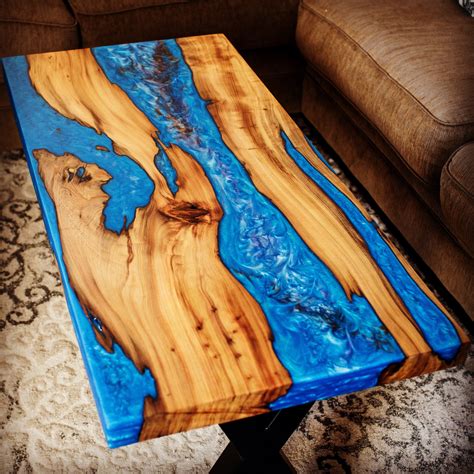 Wood Tables With Blue Resin at Steve Courtney blog