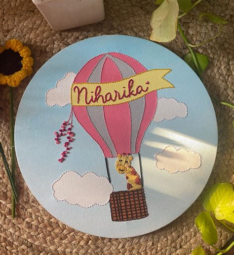 Hot Air Balloon Name Canvas - The Summer Stitch