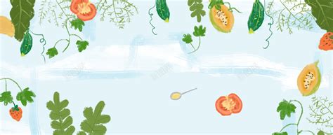 卡通水果蔬菜手绘文艺蓝色背景背景图片免费下载-素材0yVaPjaUP-新图网