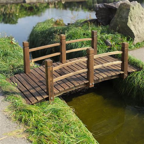 Customer reviews for Wooden Garden Bridge Classic Wood Arch Stained Finish Footbridge with ...