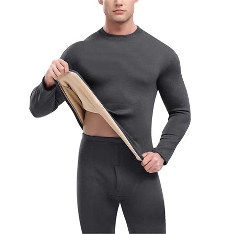 Sherpa Thermal Underwear Men 2 Piece Set Mock Neck Base Layer Winter ...