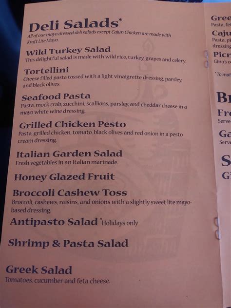 Menu at Gino's Italian Deli restaurant, Madison, Verona Rd