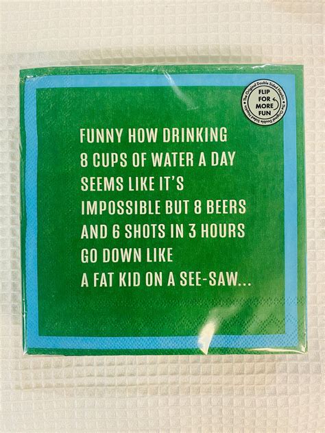 Humorous Reversible Cocktail Napkin 8 Cups of Water – Joshua & Company