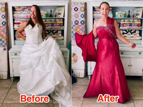 A TikToker transformed a thrifted $20 wedding dress into a red ball ...