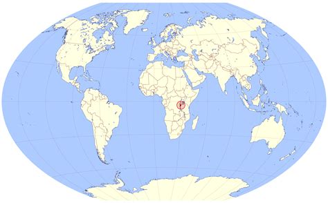 Location map of Burundi on a map of the world. Burundi location on a ...