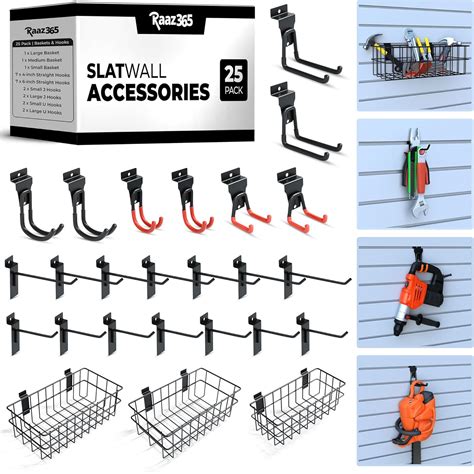 Amazon.com: Raaz365 25PCS Slatwall Accessories Kit – Garage Slatwall ...