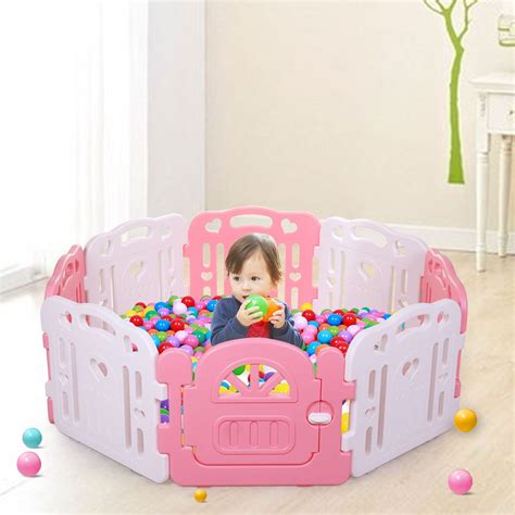 Buy Tobbi Baby Playpen Pink Baby Play Yards Fence 8 Panel Activity ...