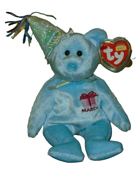 Ty Beanie Baby - MARCH Birthday Teddy Bear 8" NEW MWMTs Plush Stuffed ...