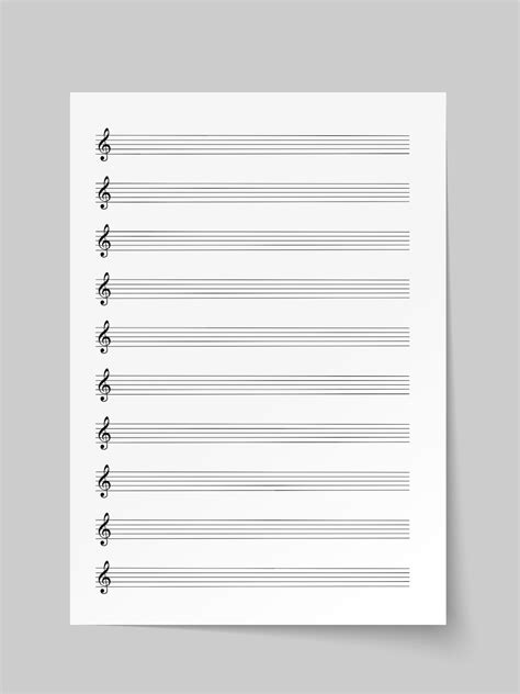 BLANK MANUSCRIPT PAPER - Treble Clef, Unlimited Print at Home Staff ...