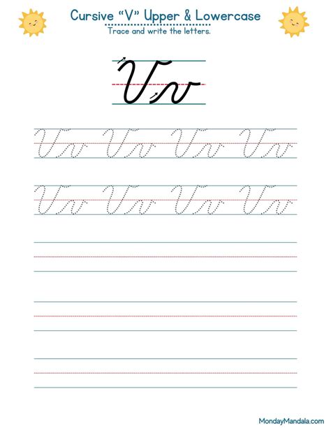 10 Cursive V Worksheets (Free Letter Writing Printables)
