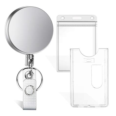 Buy Selizo Retractable Badge Holder with Keychain Ring Clip Metal Badge ...