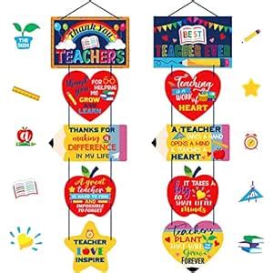 Faccito 10 Pcs Teacher Gift Patio Sign Teacher Appreciation Wall ...