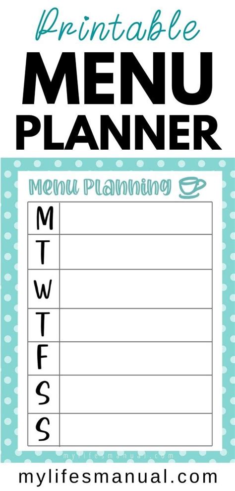 Menu Plan Printable 的图像结果