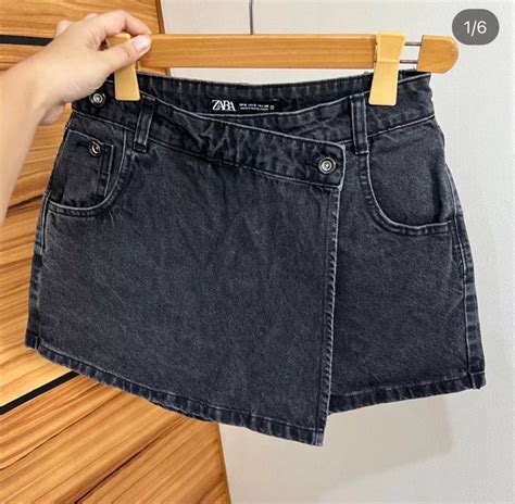 Zara black denim skort, Women's Fashion, Bottoms, Shorts on Carousell