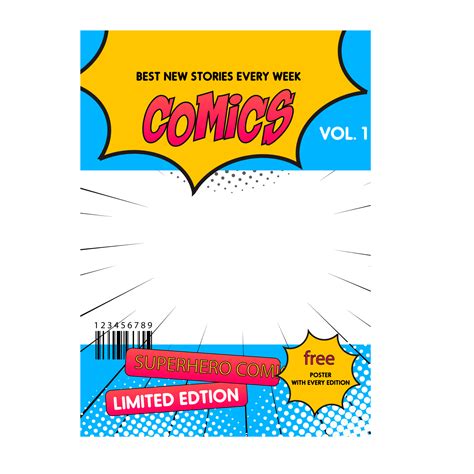 Comic book cover template design 17374997 PNG