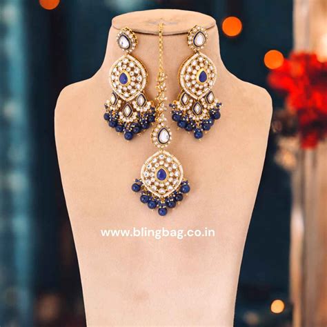 Navy Kusum Maang Tikka Set – Bling Bag