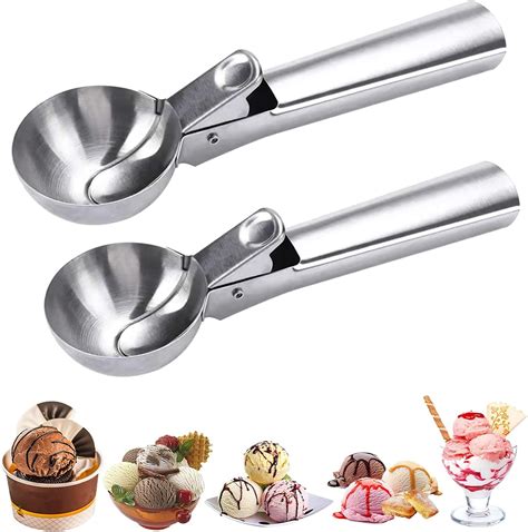 Cimown 2pcs Ice Cream Scoop, Ice Cream Scoops with Trigger Release ...